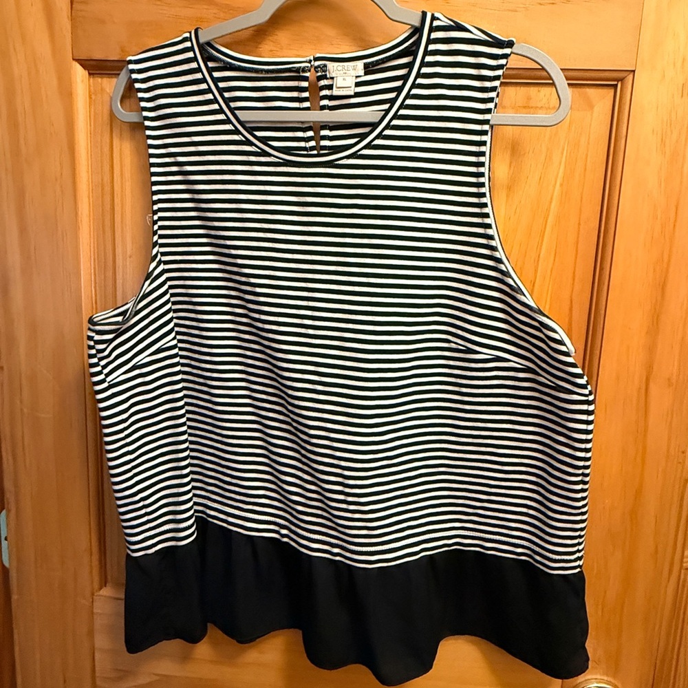 J. Crew Black and White Striped Tank Top